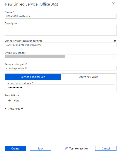 새 Microsoft 365(Office 365) 연결된 서비스