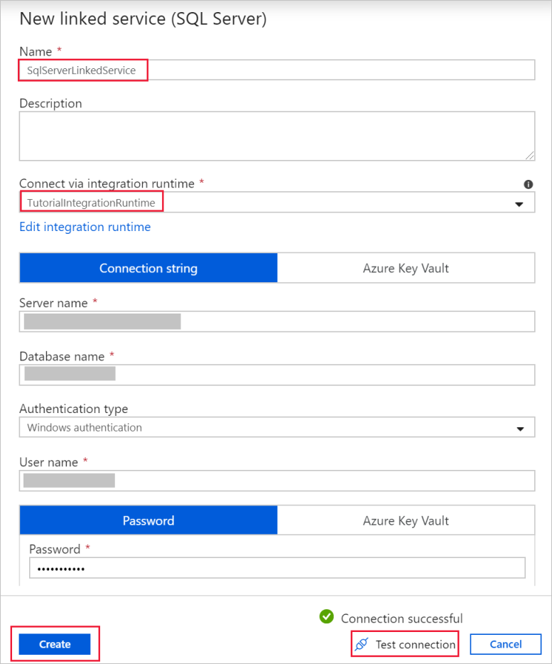 새로 연결된 서비스(SQL Server)