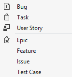 Agile 작업 항목 유형