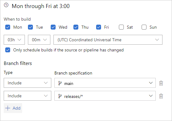 예약된 트리거 빈도 1, Azure Pipelines 및 Azure DevOps 2019 Server