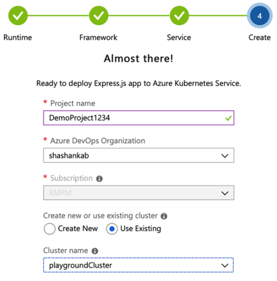 Choose an existing cluster as the deployment target for the pipeline setup.