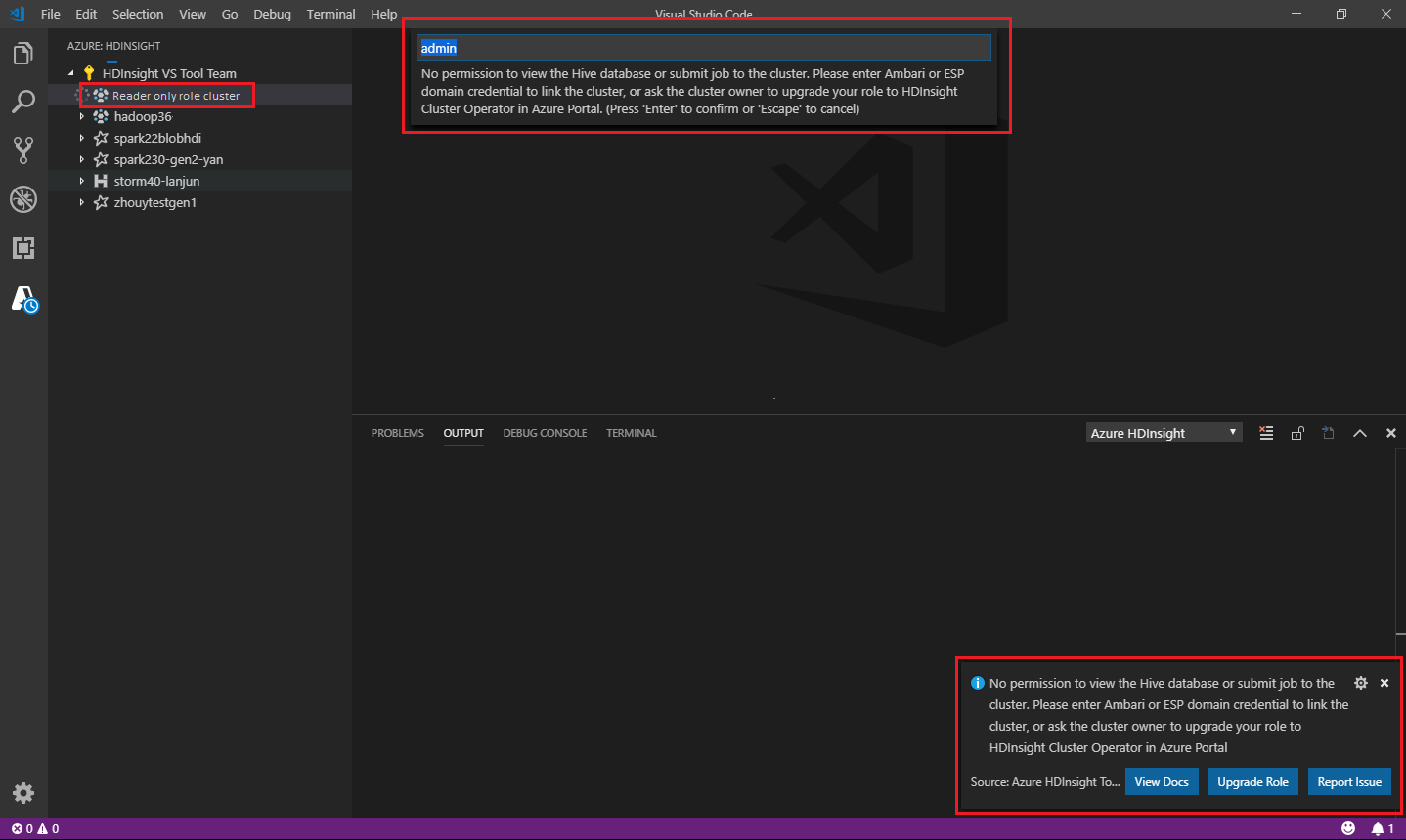 Visual Studio Code용 Spark 및 Hive 도구 사용자 이름입니다.