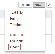 새 Spark Jupyter Notebook을 만듭니다.