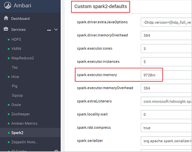 custom-spark-defaults 선택