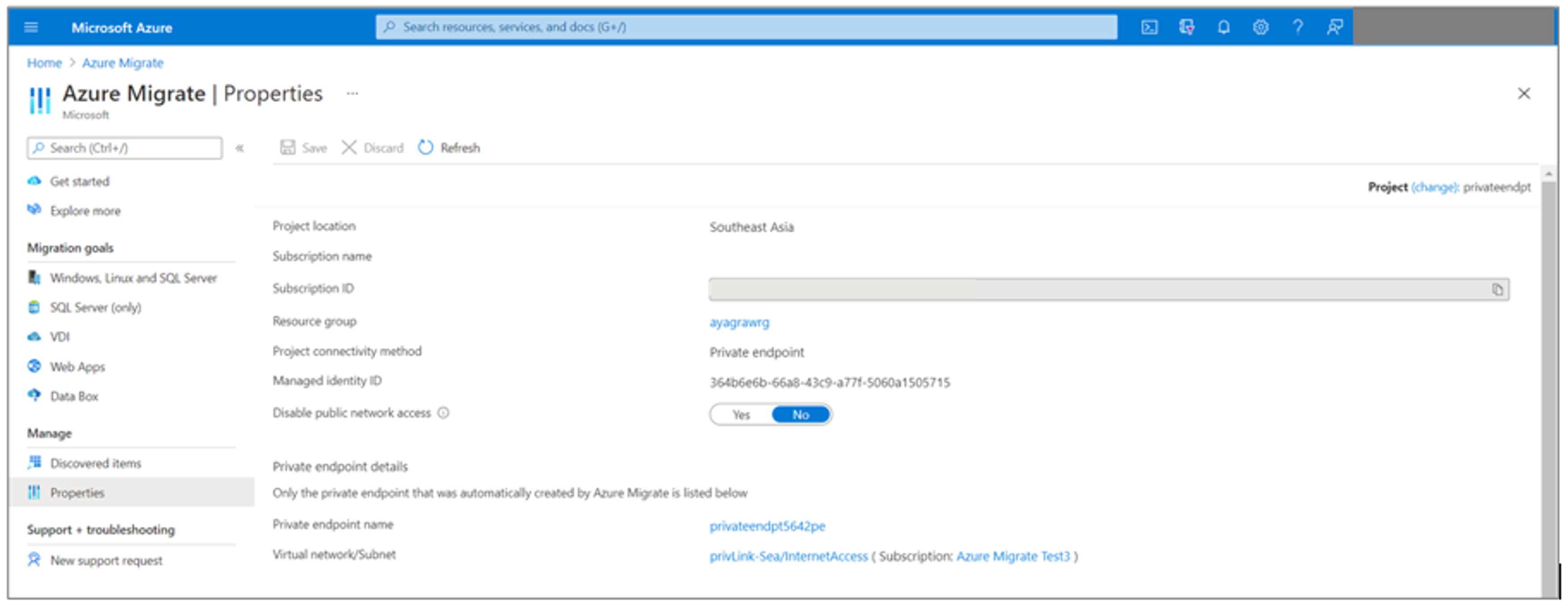 Azure Migrate 속성