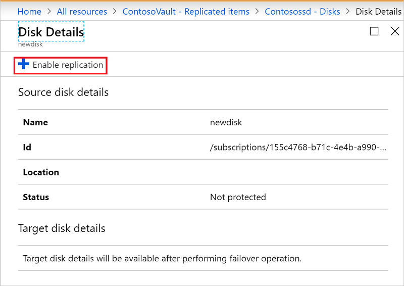 Enable replication for added disk