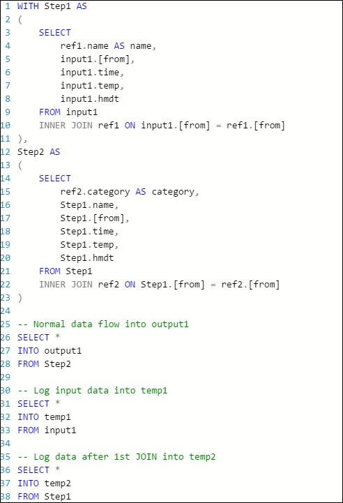 다시 작성된 SELECT INTO Stream Analytics 쿼리