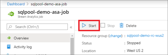 Stream Analytics 작업 시작