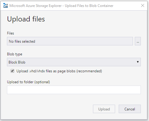 Microsoft Azure Storage Explorer 도구의 검색 창의 스크린샷. 