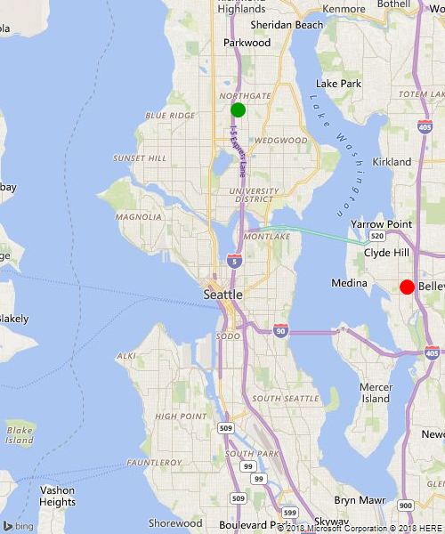 Map showing Andres start and end points.