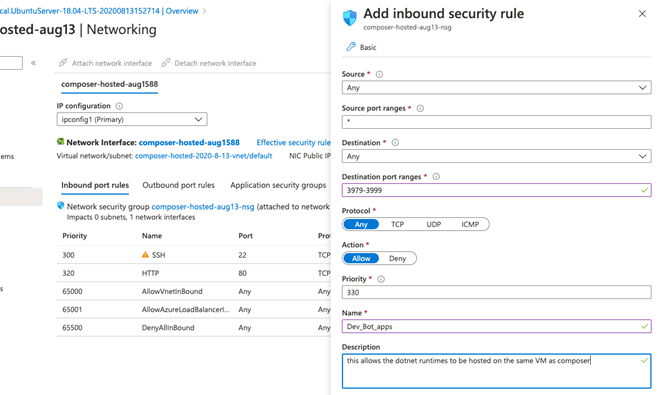 Inbound security rule