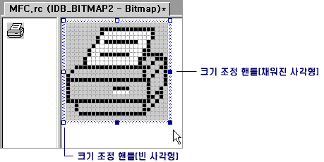 비트맵의 크기 조정 핸들입니다.