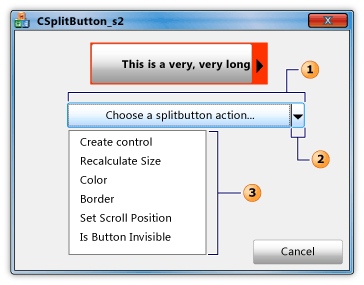 splitbutton 및 호출기 컨트롤이 있는 대화 상자입니다.