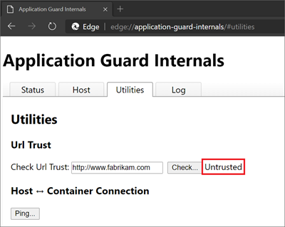 Application Guard 진단 페이지