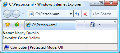 Person.XAML 파일의 콘텐츠 표시