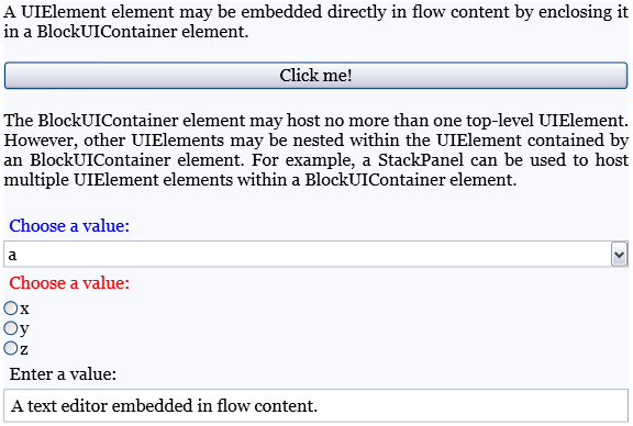 스크린 샷: 유동 콘텐츠에 포함된 UIElement