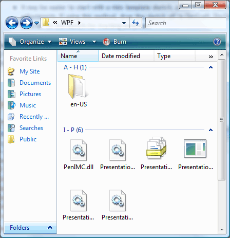 비정형 레이아웃을 보여 주는 Windows Explorer 보기