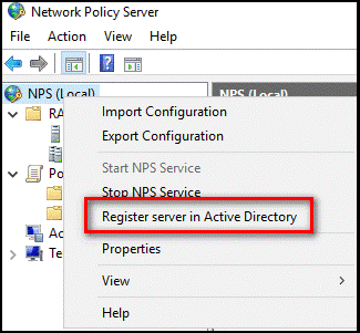 Active Directory 메뉴 옵션에서 서버 등록