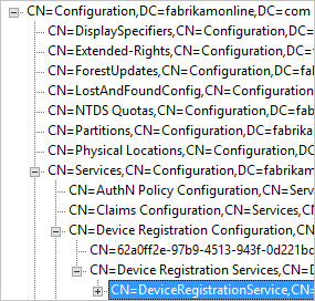 문제 해결, 구성 네임스페이스의 DeviceRegistrationService