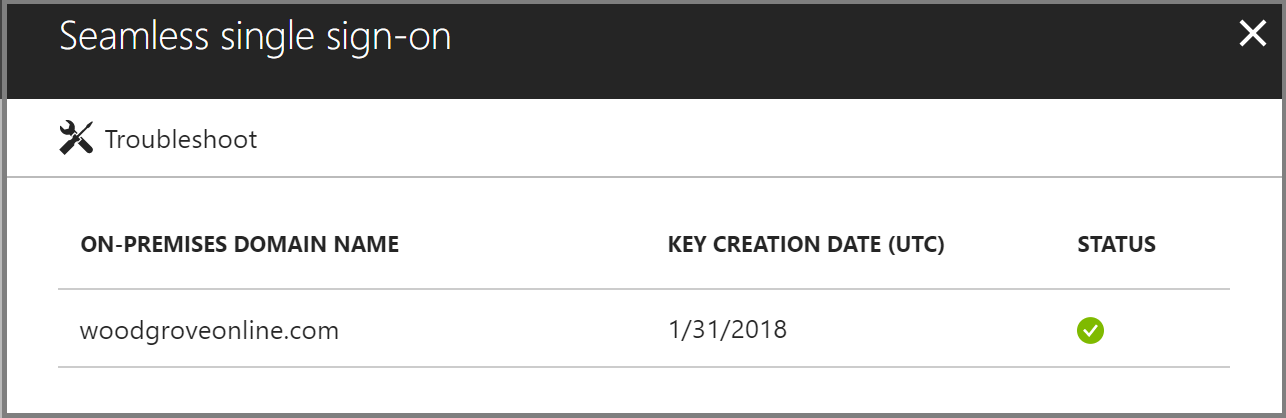 Microsoft Entra 관리 센터 스크린샷: Seamless SSO 창.