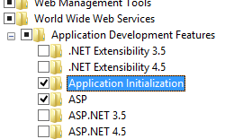 Windows 기능 창을 보여 주는 스크린샷 애플리케이션 초기화가 강조 표시되고 켜져 있습니다.