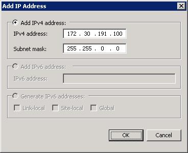 IP 주소 추가 대화 상자의 스크린샷