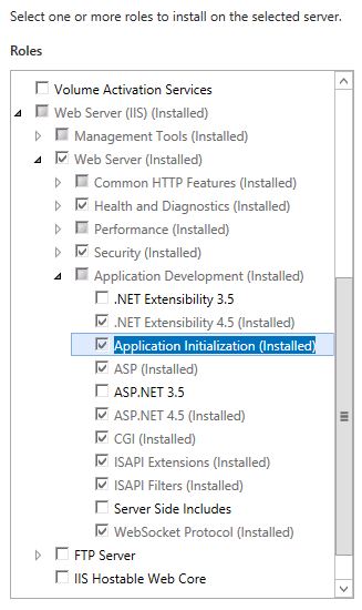 Windows Server 2012 설치된 애플리케이션 초기화 기능을 보여 주는 스크린샷