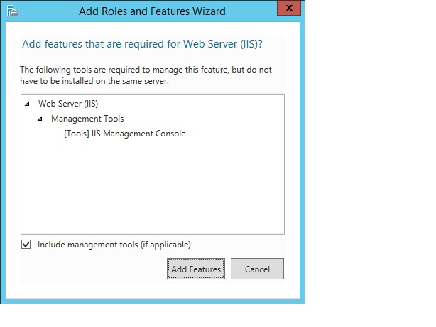 Windows Server 2012의 기능 추가 페이지를 보여 주는 스크린샷