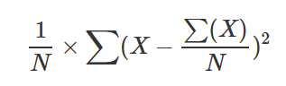 분산 샘플 수식을 보여 주는 이미지입니다.