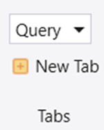 쿼리에 대한 새 탭을 만드는 옵션을 보여 주는 탭이라는 홈 탭 섹션의 스크린샷