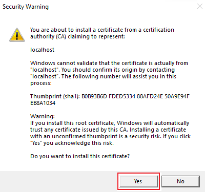 Screenshot shows an install certificate window.