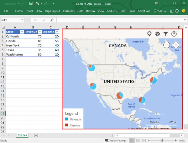 Content add-in in Excel.