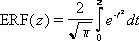 Screenshot of the erf method where the error function is the integral of the lower and upper limits.