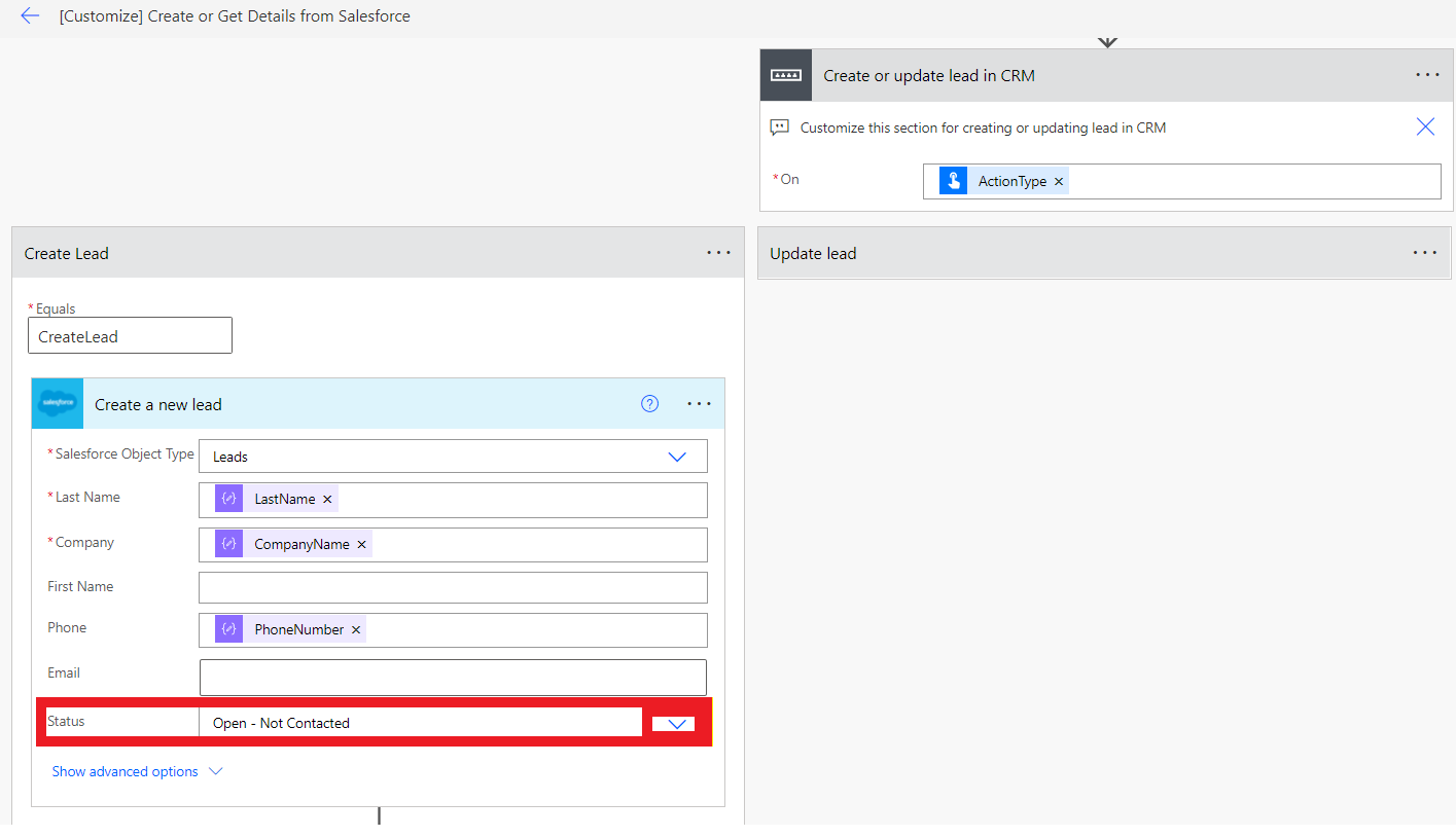 Salesforce 상태를 보여 주는 스크린샷.