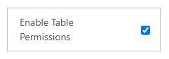목록에서 테이블 권한을 사용 설정.