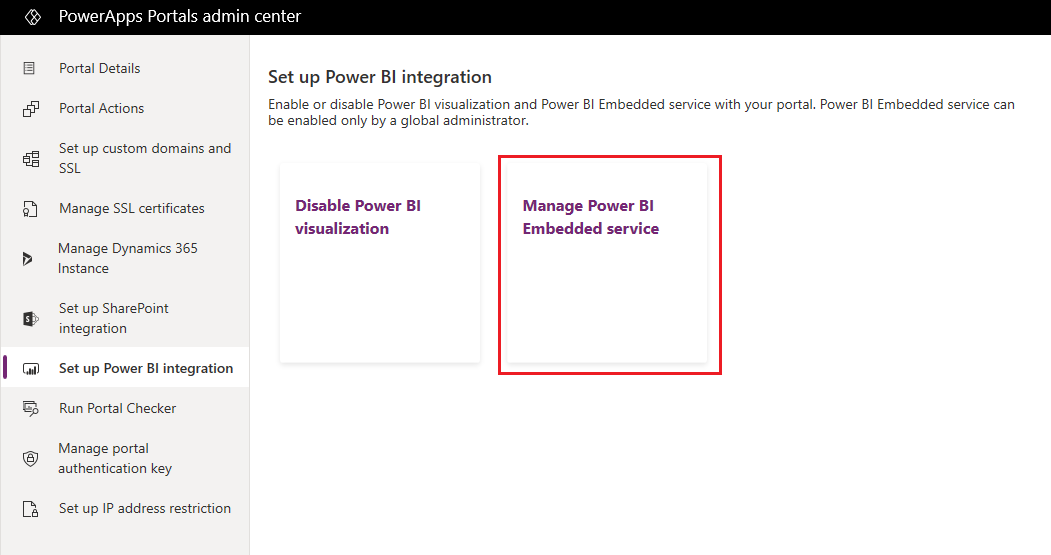 Power BI Embedded 서비스 관리