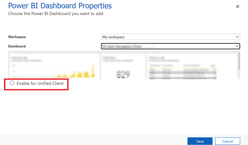 개인 대시보드에 Power BI 타일 추가.