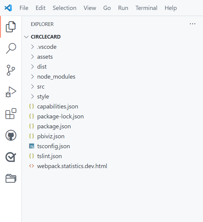 원 카드 폴더에 열린 VS Code 창의 스크린샷.