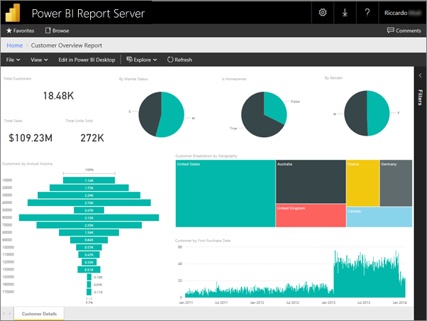 웹 포털의 Power BI 보고서