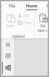 Power BI Desktop의 모델링 보기 아이콘 스크린샷.