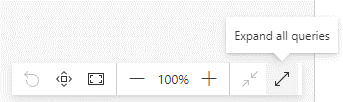 다이어그램 보기에서 다이어그램 보기의 오른쪽 아래에 있는 모든 쿼리를 확장하는 단추와 도구 설명이 있습니다.