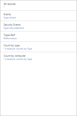 Azure Monitor 뷰 디자이너의 쿼리 시각화 부분 목록 스크린샷