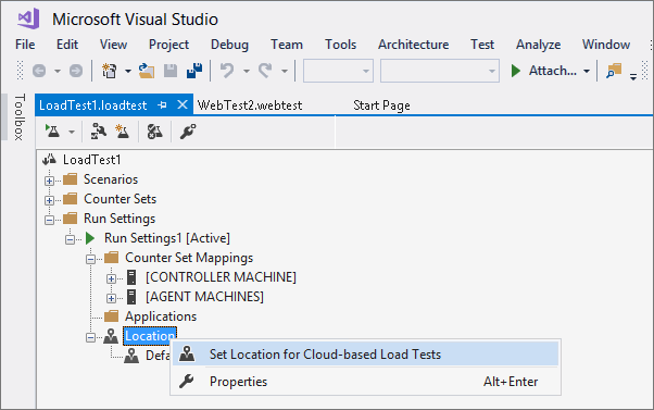 Edit load test to set location