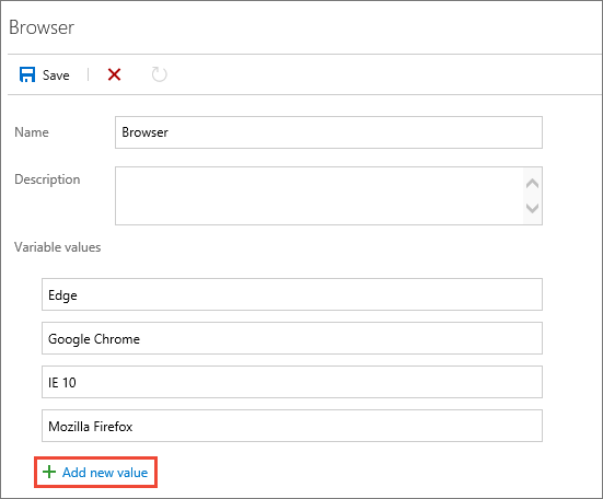 Setting the values for a new configuration variable