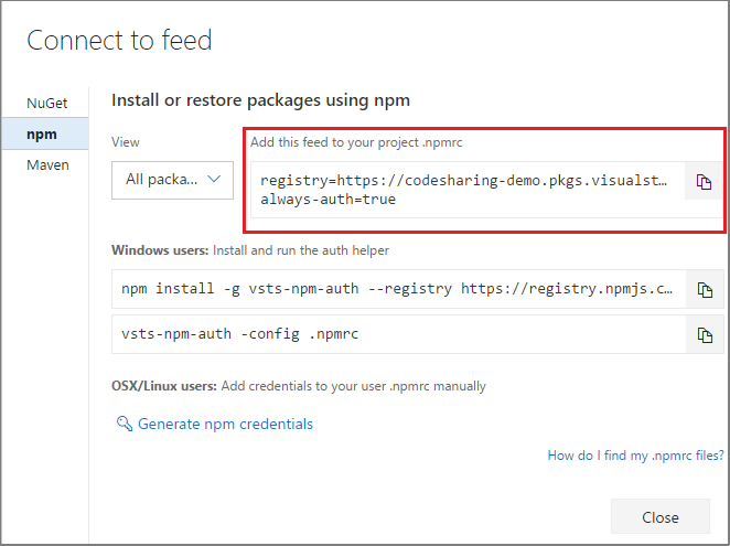 Screenshot showing the steps to set up the project in TFS.