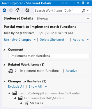 Shelveset details