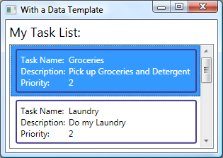 데이터 템플릿을 사용하는 목록 상자