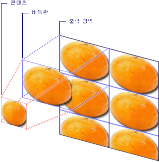 바둑판식으로 배열된 TileBrush의 구성 요소