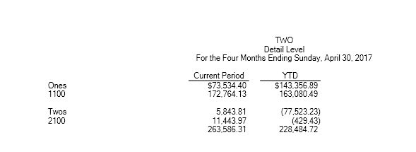 Report detail level screen shot for Financial