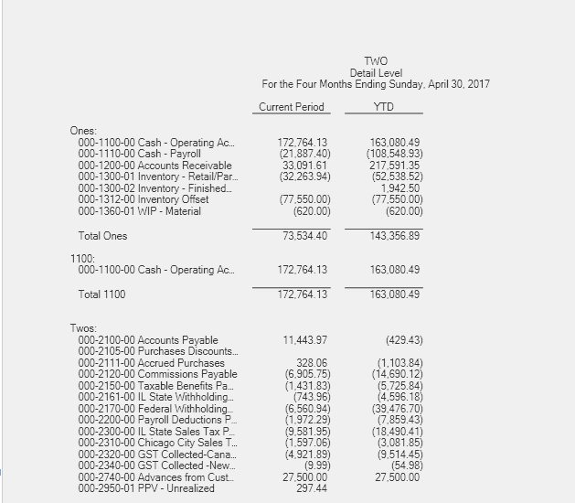 Report detail level screen shot report